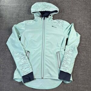 Sugoi Zap Cycling Jacket Womens Small Mint Green Reflective Softshell Hooded
